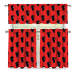 Orange Halloween Coffin Pattern Print 3 Piece Kitchen Curtains