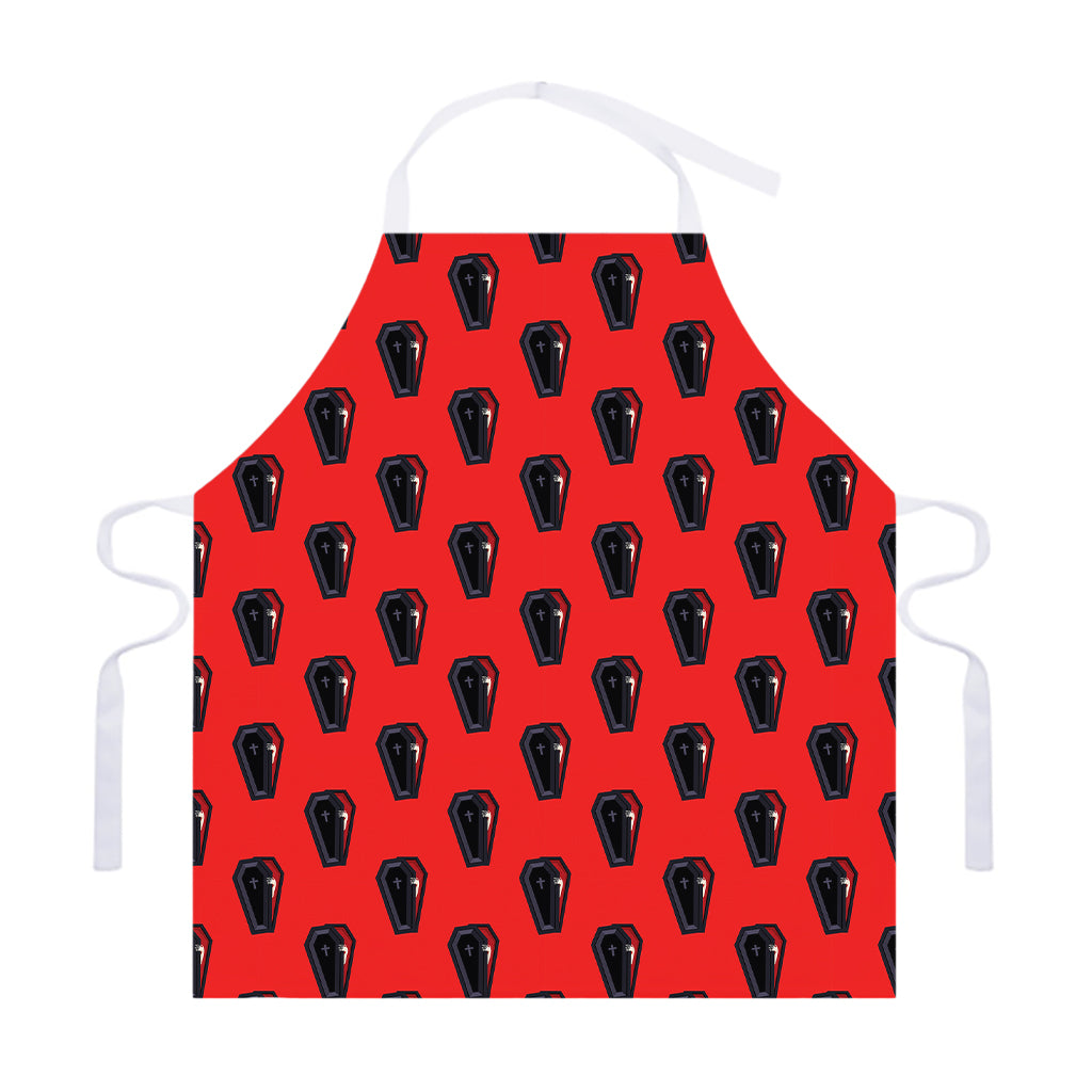 Orange Halloween Coffin Pattern Print Adjustable Apron