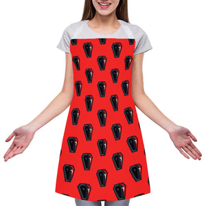 Orange Halloween Coffin Pattern Print Adjustable Apron