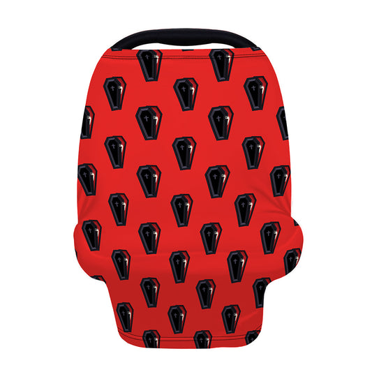 Orange Halloween Coffin Pattern Print Baby Seat Cover