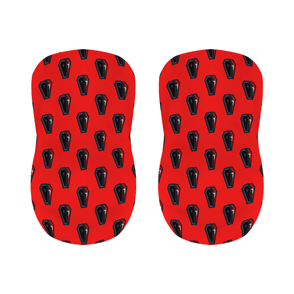 Orange Halloween Coffin Pattern Print Bar Stool Covers