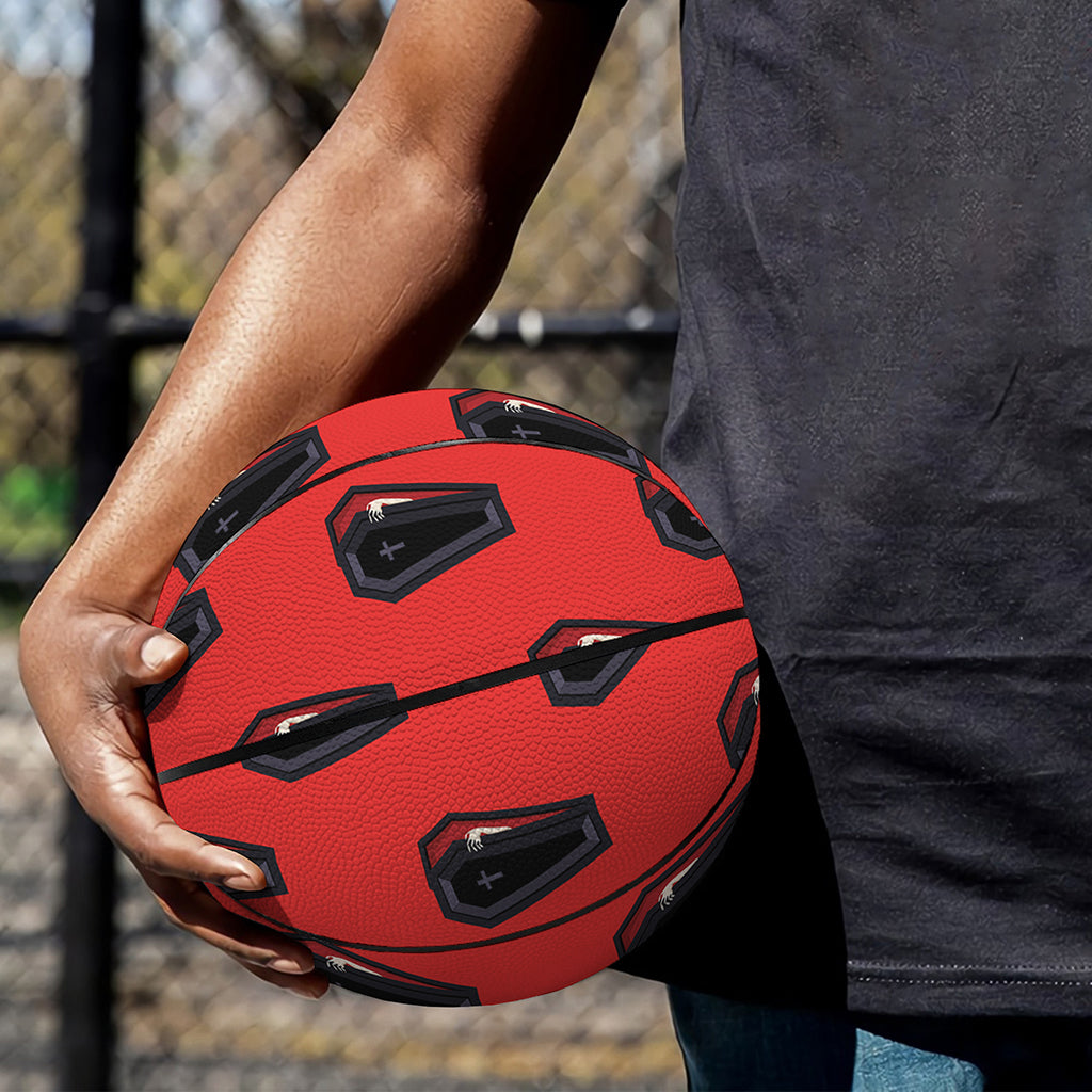 Orange Halloween Coffin Pattern Print Basketball