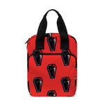 Orange Halloween Coffin Pattern Print Bible Tote Bag