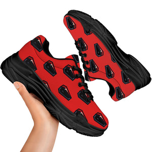 Orange Halloween Coffin Pattern Print Black Chunky Shoes