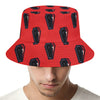 Orange Halloween Coffin Pattern Print Bucket Hat