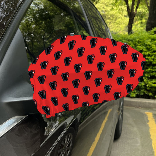 Orange Halloween Coffin Pattern Print Car Side Mirror Covers