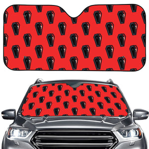 Orange Halloween Coffin Pattern Print Car Windshield Sun Shade