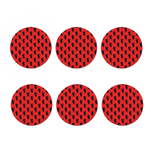 Orange Halloween Coffin Pattern Print Coaster Set