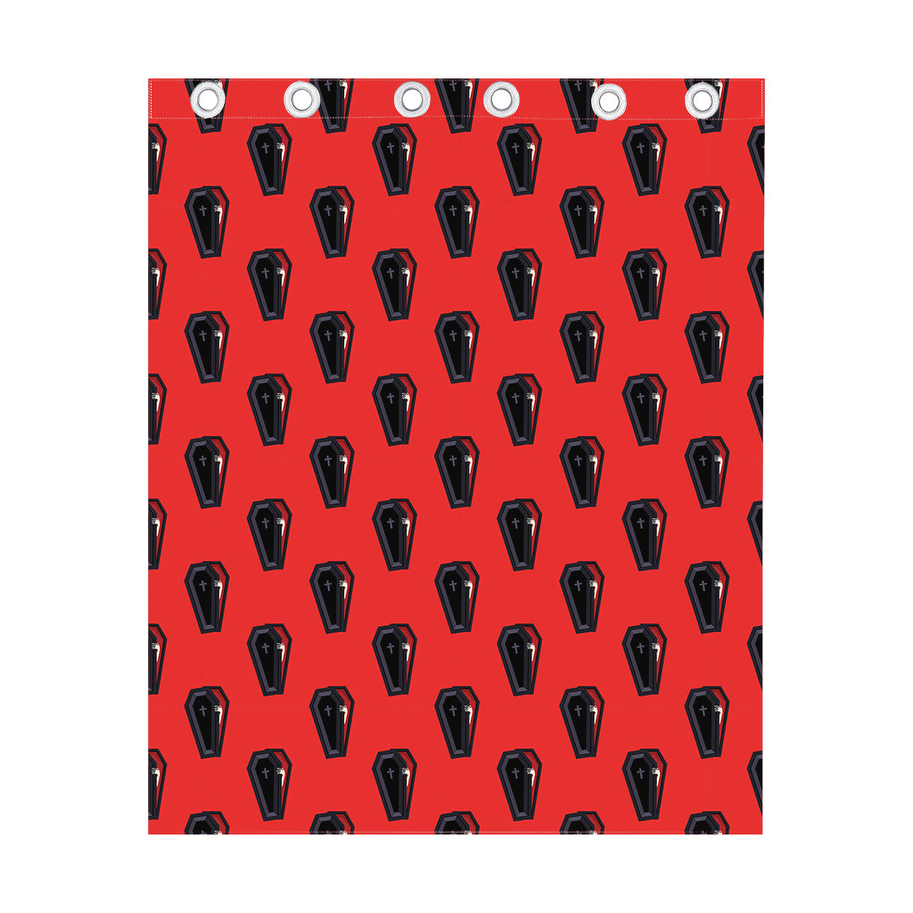 Orange Halloween Coffin Pattern Print Curtain