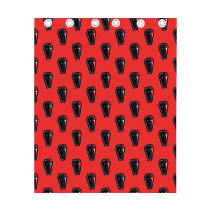 Orange Halloween Coffin Pattern Print Curtain