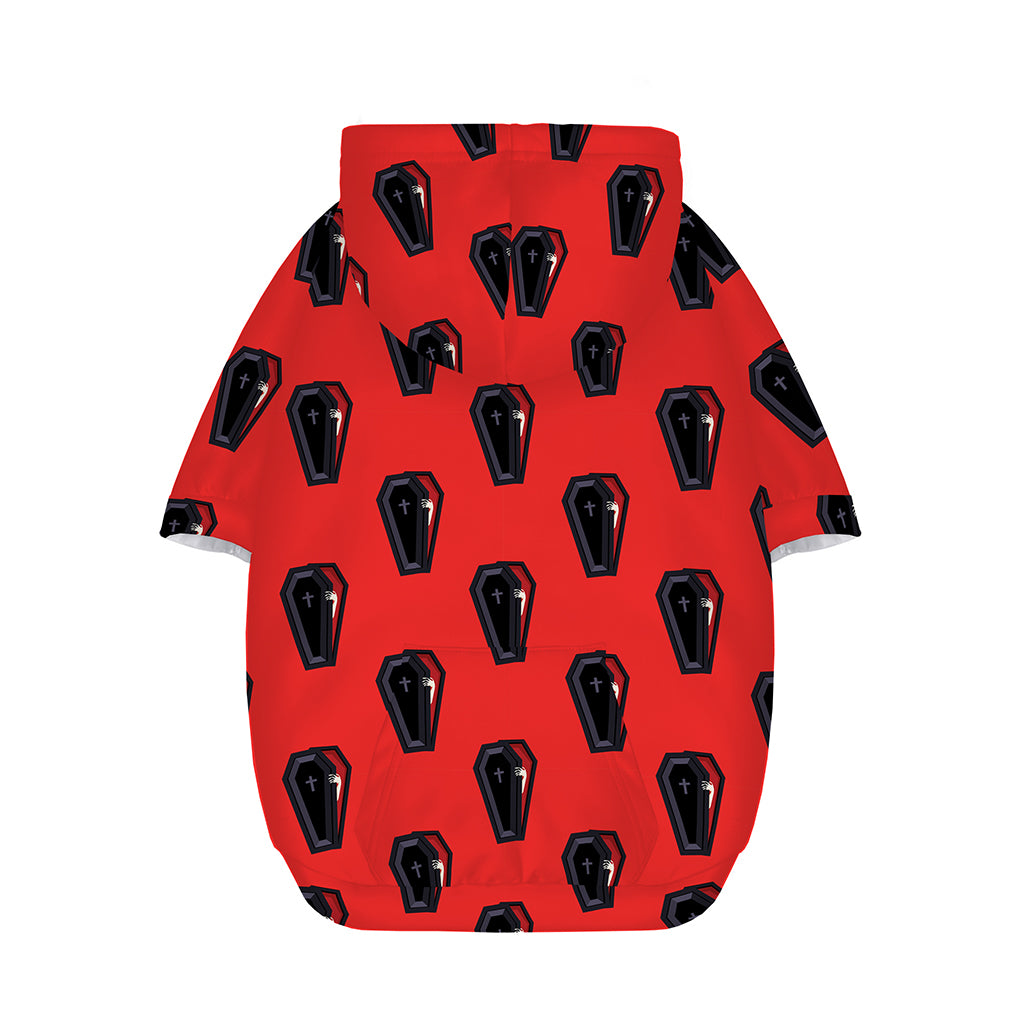 Orange Halloween Coffin Pattern Print Dog Zip Up Hoodie