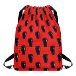 Orange Halloween Coffin Pattern Print Drawstring Backpack