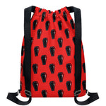 Orange Halloween Coffin Pattern Print Drawstring Backpack