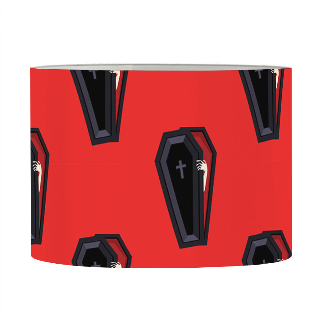 Orange Halloween Coffin Pattern Print Drum Lamp Shade