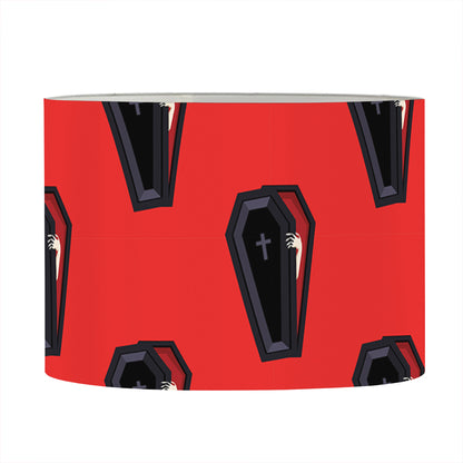 Orange Halloween Coffin Pattern Print Drum Lamp Shade
