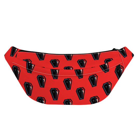 Orange Halloween Coffin Pattern Print Fanny Pack