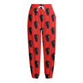 Orange Halloween Coffin Pattern Print Fleece Lined Knit Pants