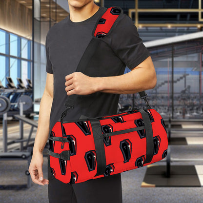 Orange Halloween Coffin Pattern Print Gym Bag