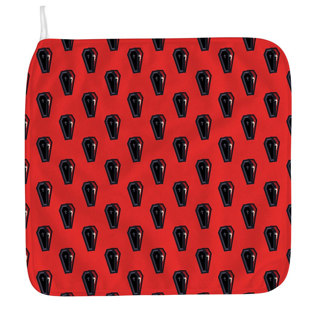 Orange Halloween Coffin Pattern Print Hand Towel