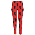 Orange Halloween Coffin Pattern Print High-Waisted Pocket Leggings