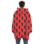 Orange Halloween Coffin Pattern Print Hoodie Blanket