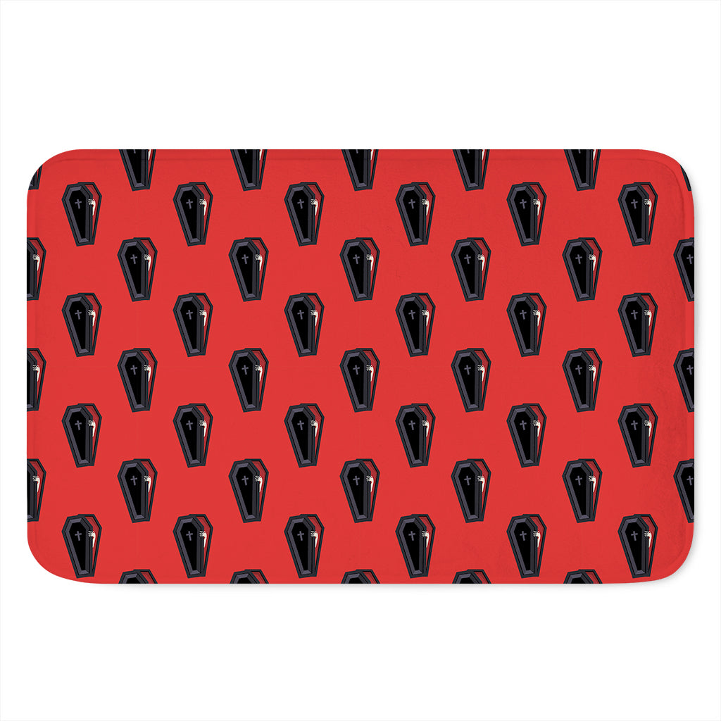 Orange Halloween Coffin Pattern Print Indoor Door Mat