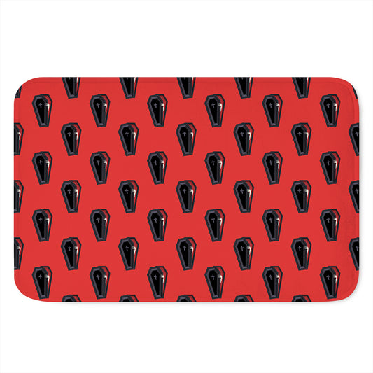 Orange Halloween Coffin Pattern Print Indoor Door Mat