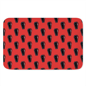 Orange Halloween Coffin Pattern Print Indoor Door Mat