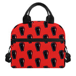 Orange Halloween Coffin Pattern Print Insulated Lunch Bag