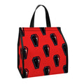 Orange Halloween Coffin Pattern Print Insulated Lunch Tote