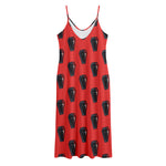 Orange Halloween Coffin Pattern Print Jersey Midi Cami Dress