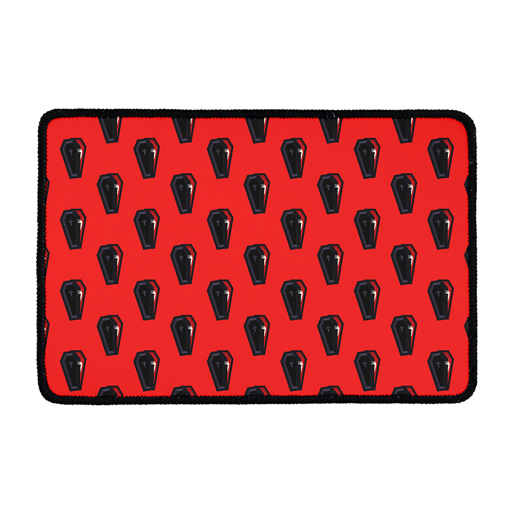 Orange Halloween Coffin Pattern Print Kitchen Mat