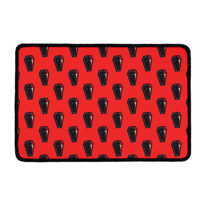 Orange Halloween Coffin Pattern Print Kitchen Mat