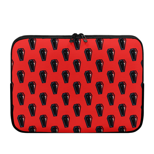 Orange Halloween Coffin Pattern Print Laptop Sleeve