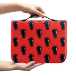 Orange Halloween Coffin Pattern Print Leather Bible Cover