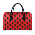 Orange Halloween Coffin Pattern Print Leather Duffel Bag