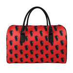 Orange Halloween Coffin Pattern Print Leather Duffle Bag
