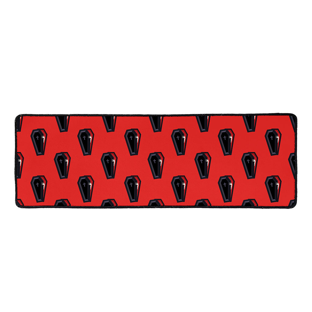 Orange Halloween Coffin Pattern Print Long Kitchen Mat