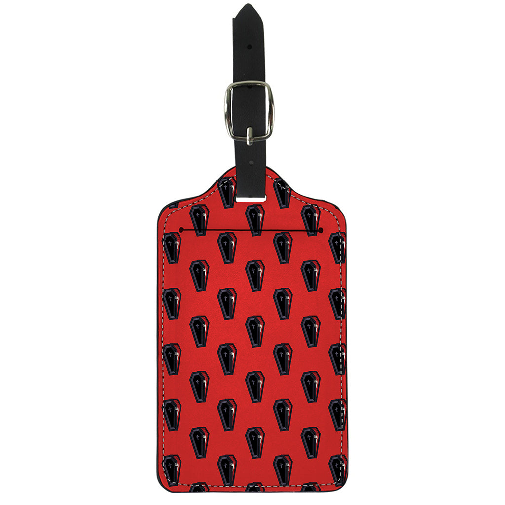 Orange Halloween Coffin Pattern Print Luggage Tag