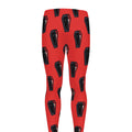 Orange Halloween Coffin Pattern Print Men's Leggings