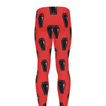 Orange Halloween Coffin Pattern Print Men's leggings