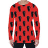 Orange Halloween Coffin Pattern Print Men's Long Sleeve T-Shirt