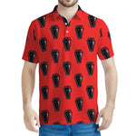 Orange Halloween Coffin Pattern Print Men's Polo Shirt