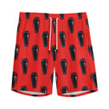 Orange Halloween Coffin Pattern Print Men's Athletic Shorts