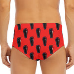 Orange Halloween Coffin Pattern Print Men's Triangle Swim Briefs