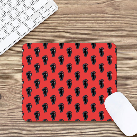 Orange Halloween Coffin Pattern Print Mouse Pad