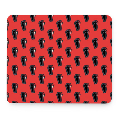 Orange Halloween Coffin Pattern Print Mouse Pad