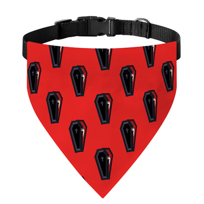 Orange Halloween Coffin Pattern Print Over The Collar Dog Bandana