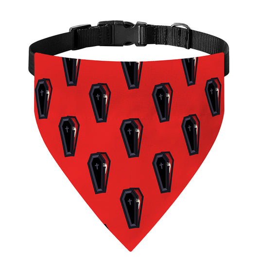 Orange Halloween Coffin Pattern Print Over The Collar Dog Bandana