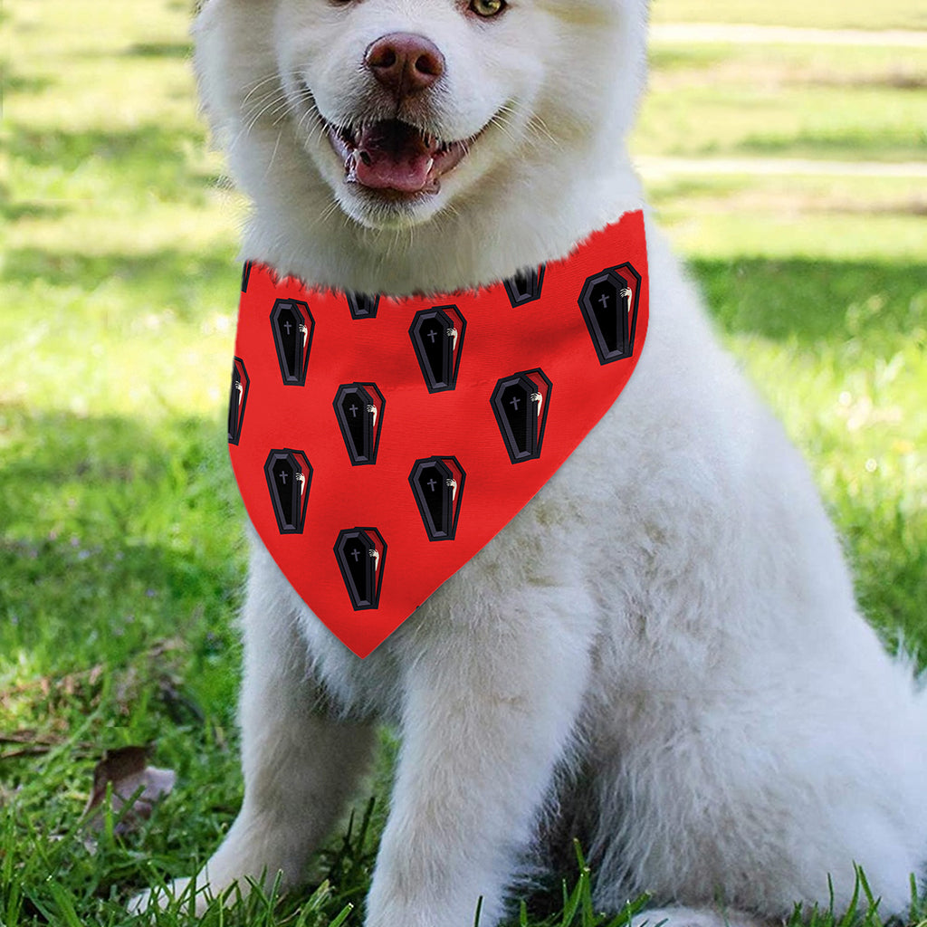 Orange Halloween Coffin Pattern Print Over The Collar Dog Bandana